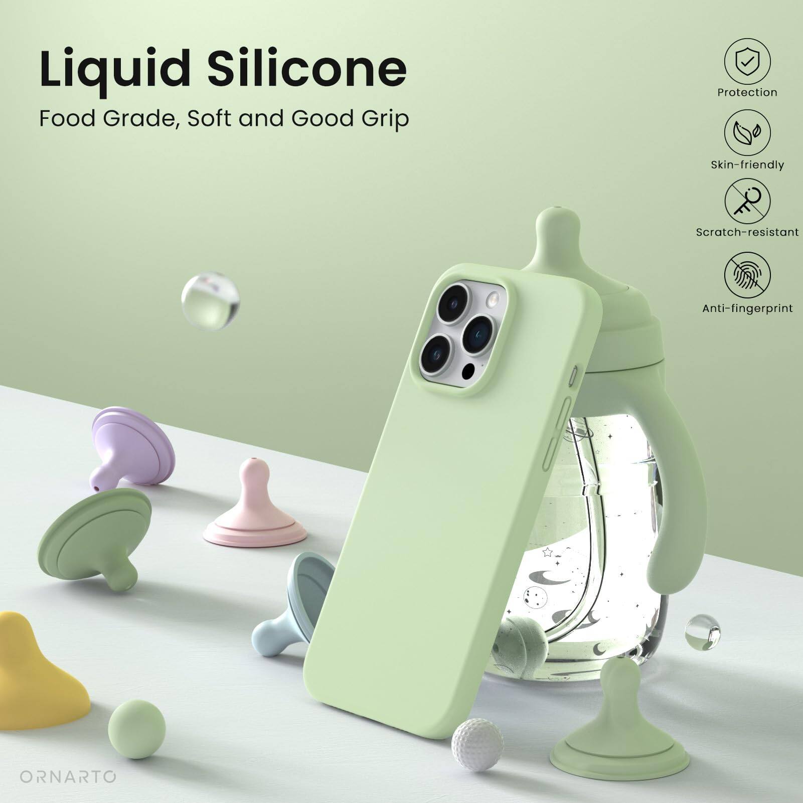 Liquid Silicone, Food Grade, Soft and Good Grip, Protection, Skin-friendly, Scratch-resistant, Anti-fingerprint, ORNARTO