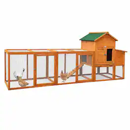 RYHNUYNE - Large Wooden Chicken Coop with Run, Hen House for 2-6 Chickens, Nesting Box, Fir Wood
