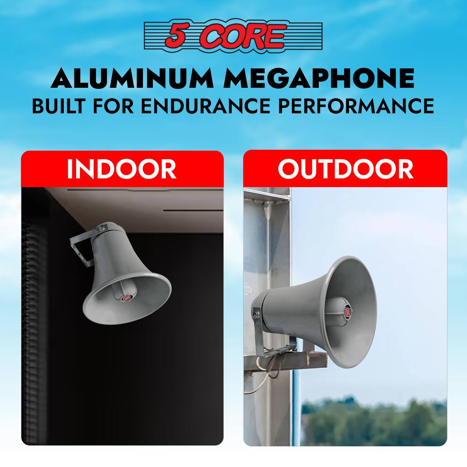 5 CORE ALUMINUM MEGAPHONE BUILT FOR ENDURANCE PERFORMANCE INDOOR OUTDOOR