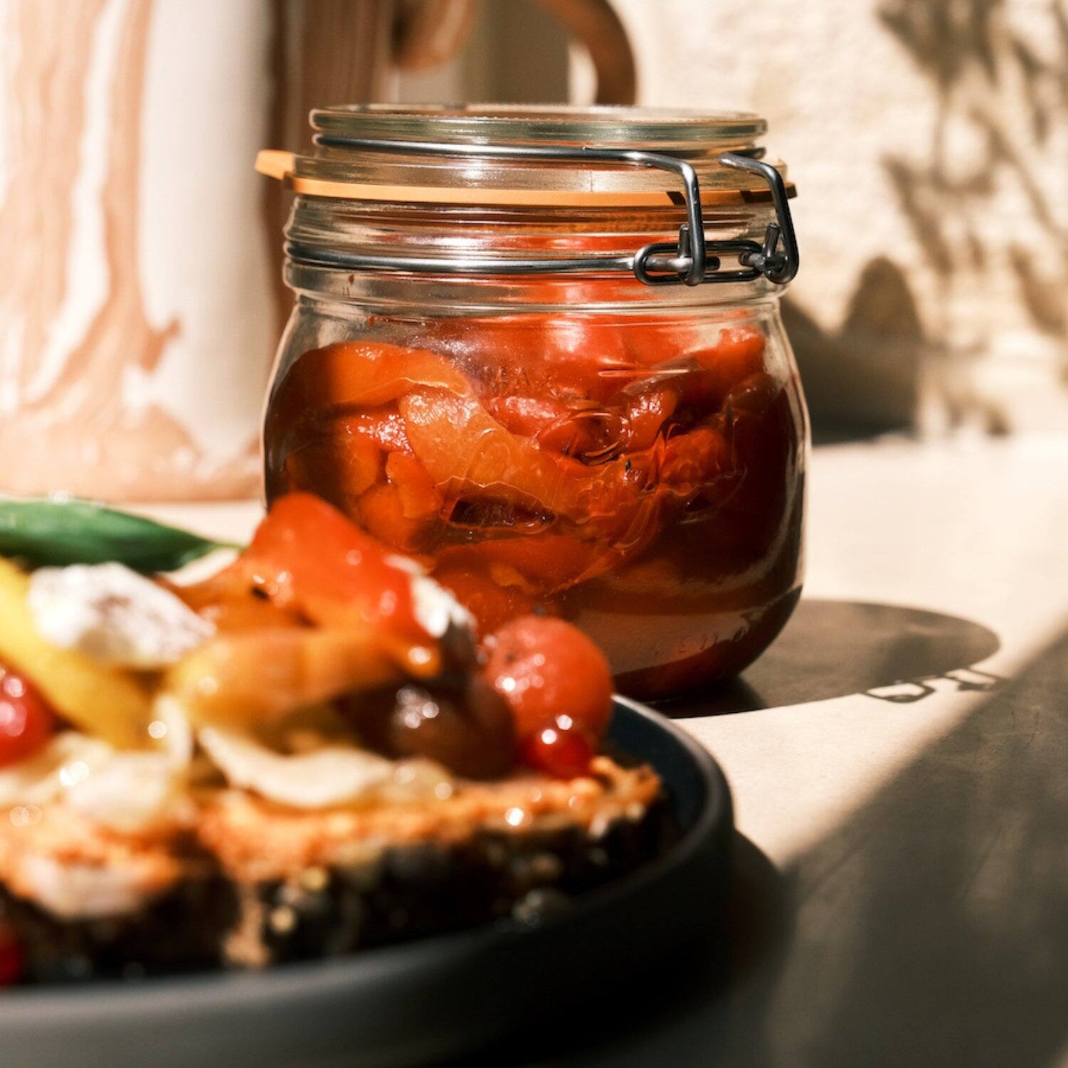 Alt View 3. Le Parfait - Super Jar - 500ml French Glass Canning Jar w/Round Body, Airtight Rubber Seal & Glass Lid, 16oz/Pint (Pack of 4).