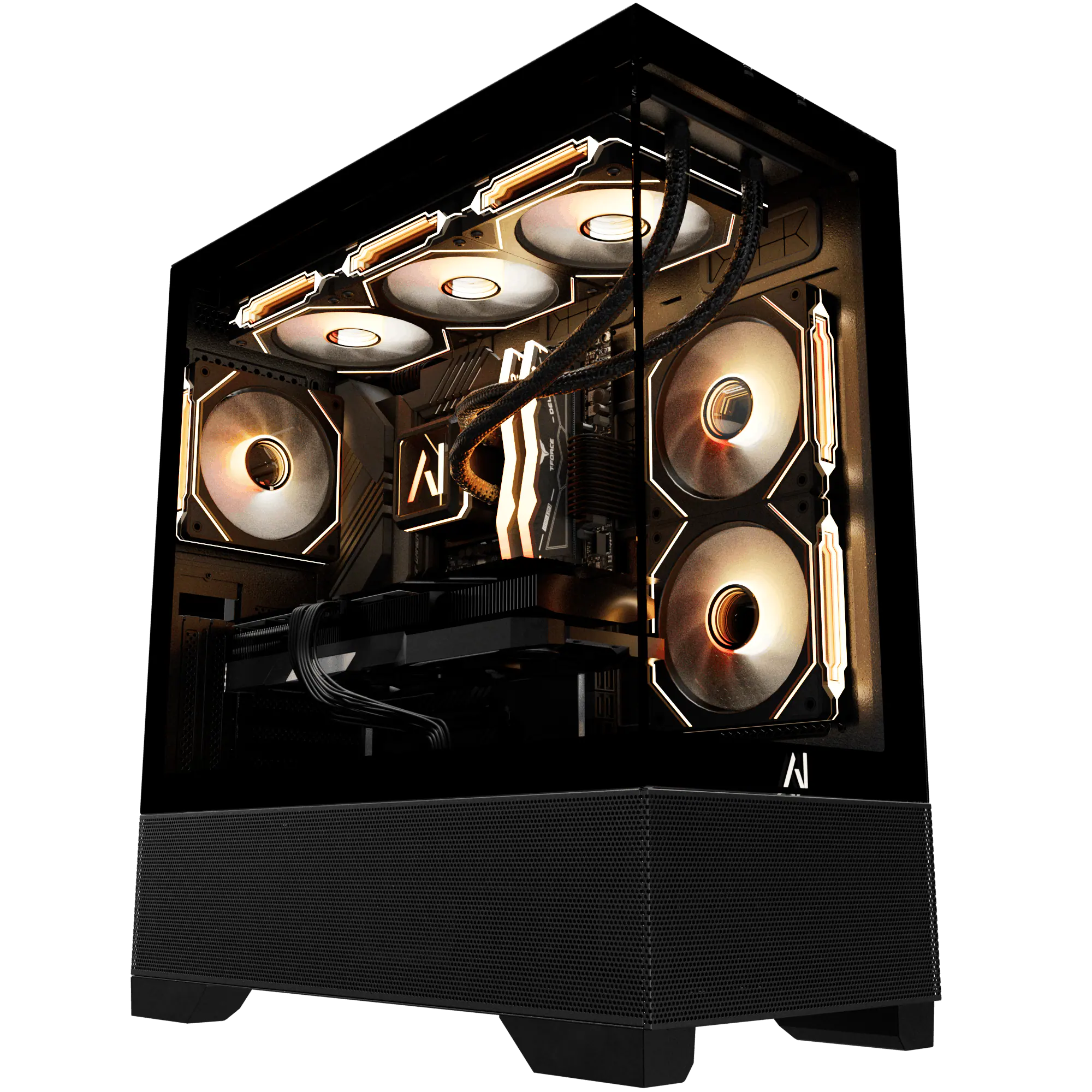 Front. Andromeda Insights - AI AMD V2 Elite Gaming PC RX 9070XT 16GB | Ryzen 7 9800X3D (5.2 GHz Turbo Boost) | 32GB DDR5 6000MHz | 2TB Gen4 SSD - Black.