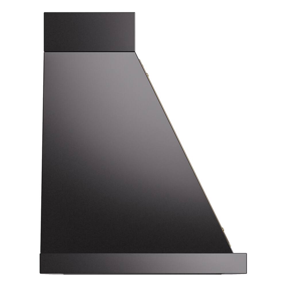Alt View 3. ILVE - ILVE Nostalgie II Series 30 in. Noblesse Wall Mount Range Hood with 600 CFM (Brass Trim) - Glossy Black.
