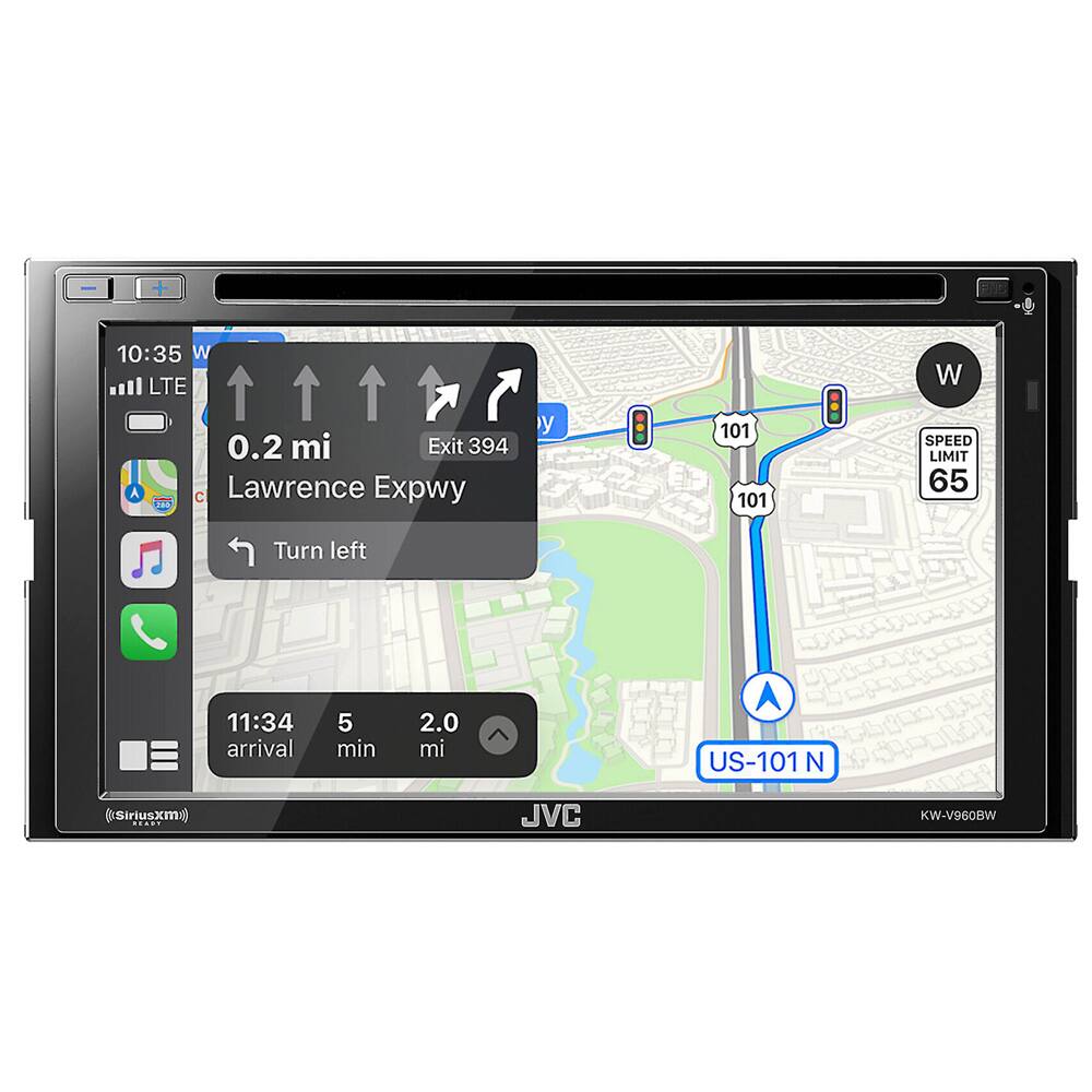 - FNG
- 10:35
- LTE
- 0.2 mi
- Exit 394
- Lawrence Expwy
- Turn left
- 11:34 arrival
- 5 min
- 2.0 mi
- US-101 N
- SPEED LIMIT 65
- SiriusXM
- JVC KW-V960BW