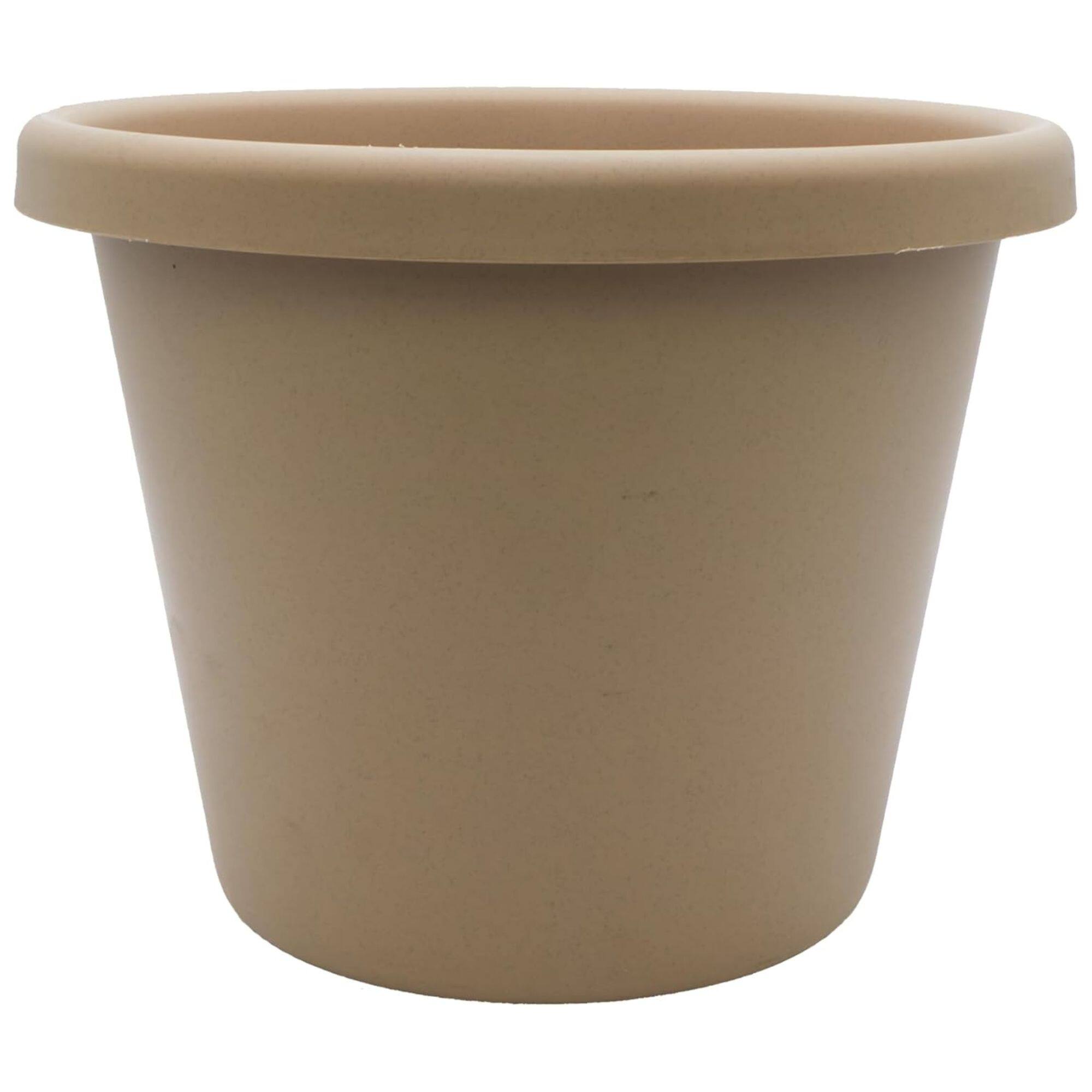 Front. The HC Companies - The HC Companies 15.5 Inch Round Classic Planter, Plastic Plant Pot, Sandstone.