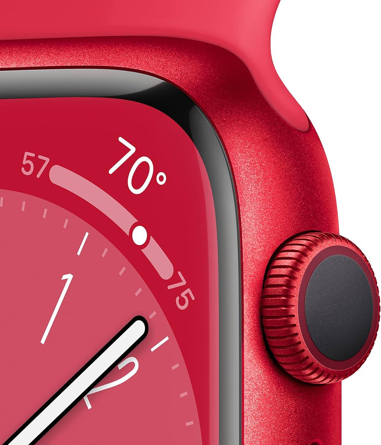 Left. Apple - Watch Series 8 Aluminum 41mm A2772 (GPS Only, No Cellular) - Red.
