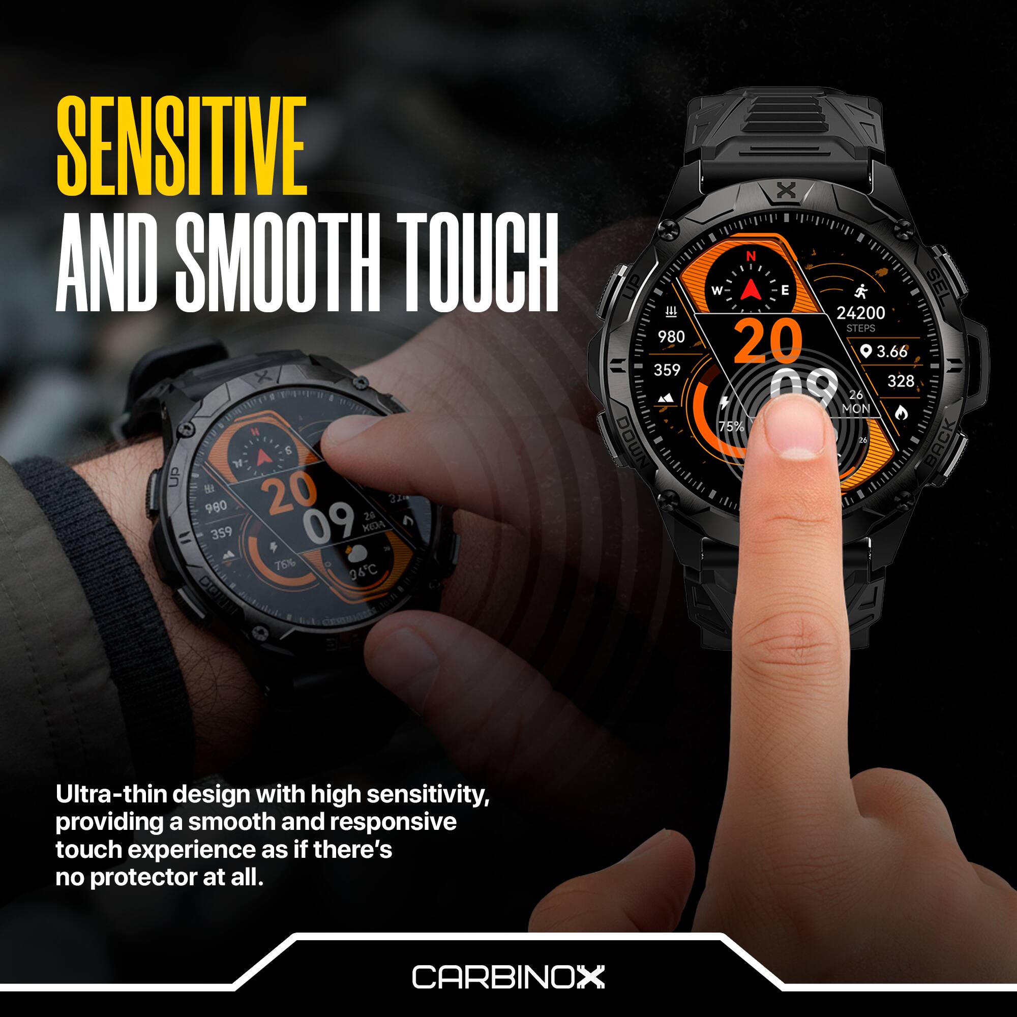 SENSITIVE AND SMOOTH TOUCH

Ultra-thin design with high sensitivity, providing a smooth and responsive touch experience as if there's no protector at all.

CARBINOX