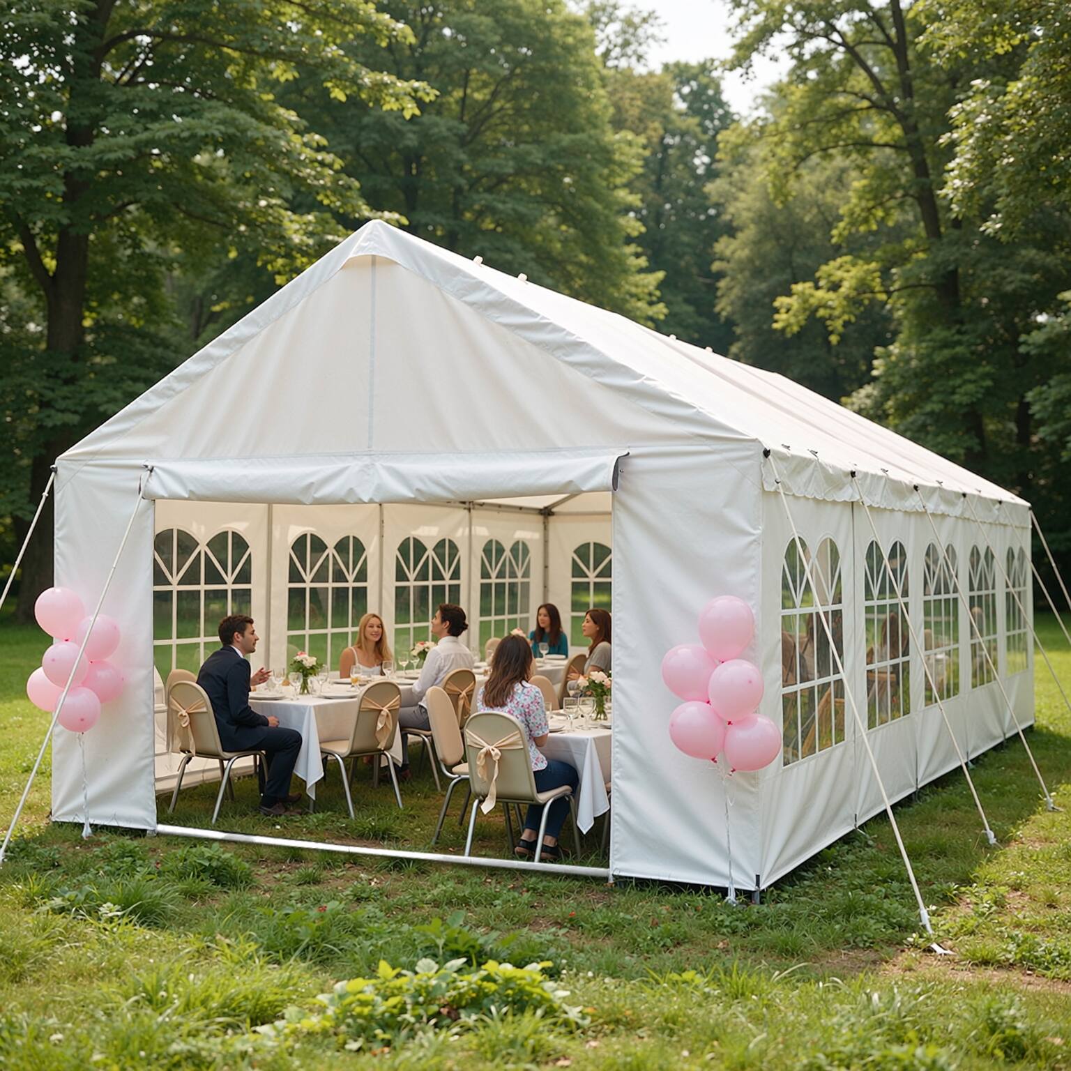 Angle. Mondawe - 16x32 FT Carport Car Canopy Party Tent with 3 Storage Bags & Removable Sidewalls - White.