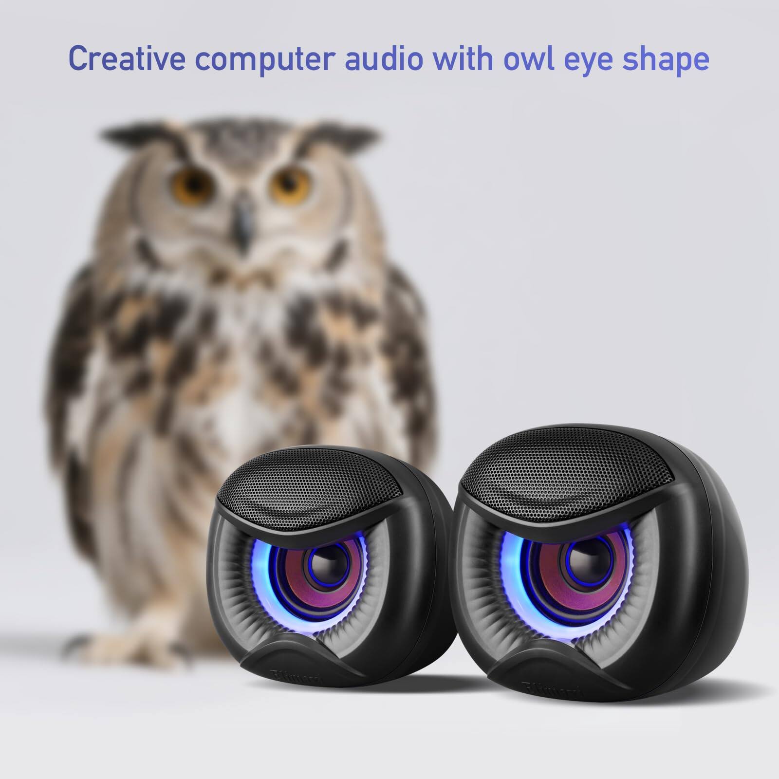 Creative computer audio with owl eye shape
