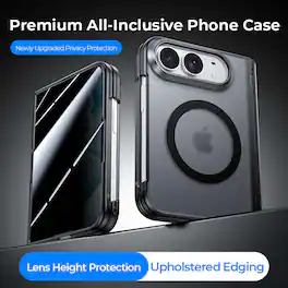 Dteck - Magnetic Case Built-in Screen Protector for Apple iPhone Duo, Shockproof Hard PC+TPU Full Protective Cover with Hinge - Black