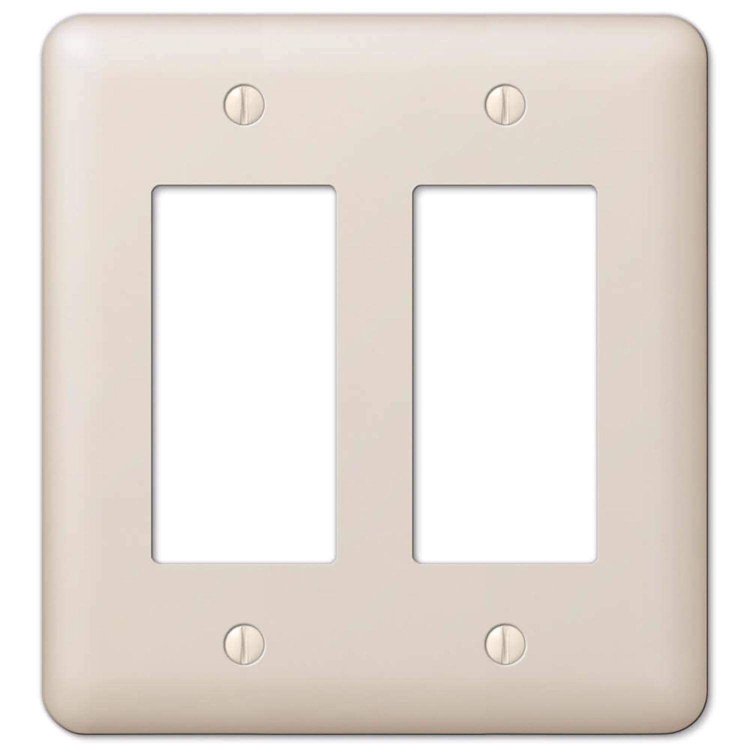 Angle. AMERELLE - Amerelle Devon Light Almond 2 gang Stamped Steel Decorator Wall Plate 1 pk - Almond.
