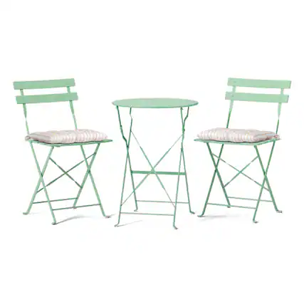 Front. Winado - 3 PCS Folding Bistro Table Chairs Dining Set with Seat Cushions for In/Outdoor - Light Green.