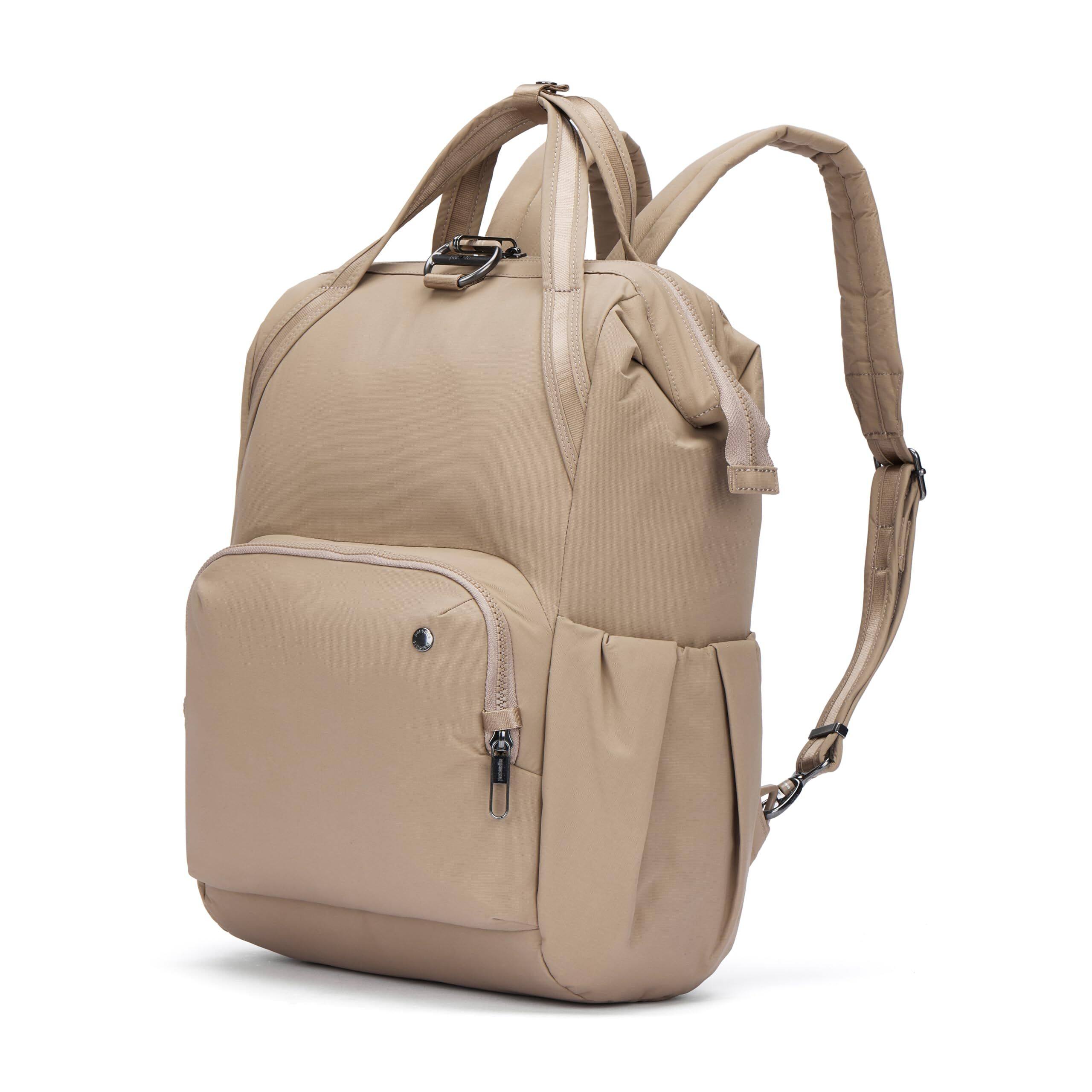 Angle. Pacsafe - Citysafe CX Anti Theft 17L backpack - Taupe.