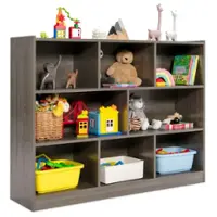 Costway - 3-tier Open Bookcase 8-Cube Bookshelf Storage Display Cabinet French Oak Grey - Gray - Front_Zoom