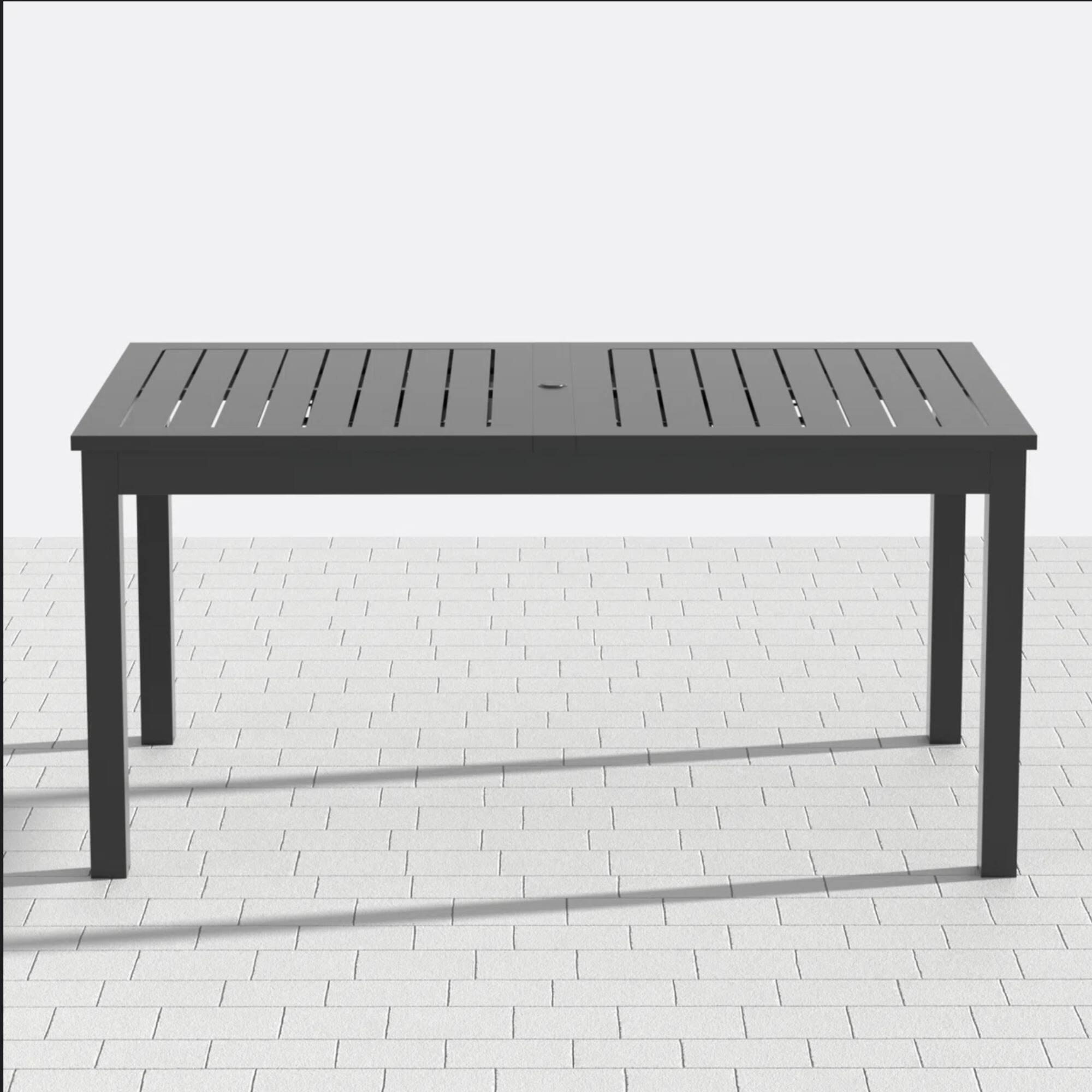 Alt View 1. Mondawe - 63"-92" Extendable Aluminum Outdoor Dining Table - Grey.