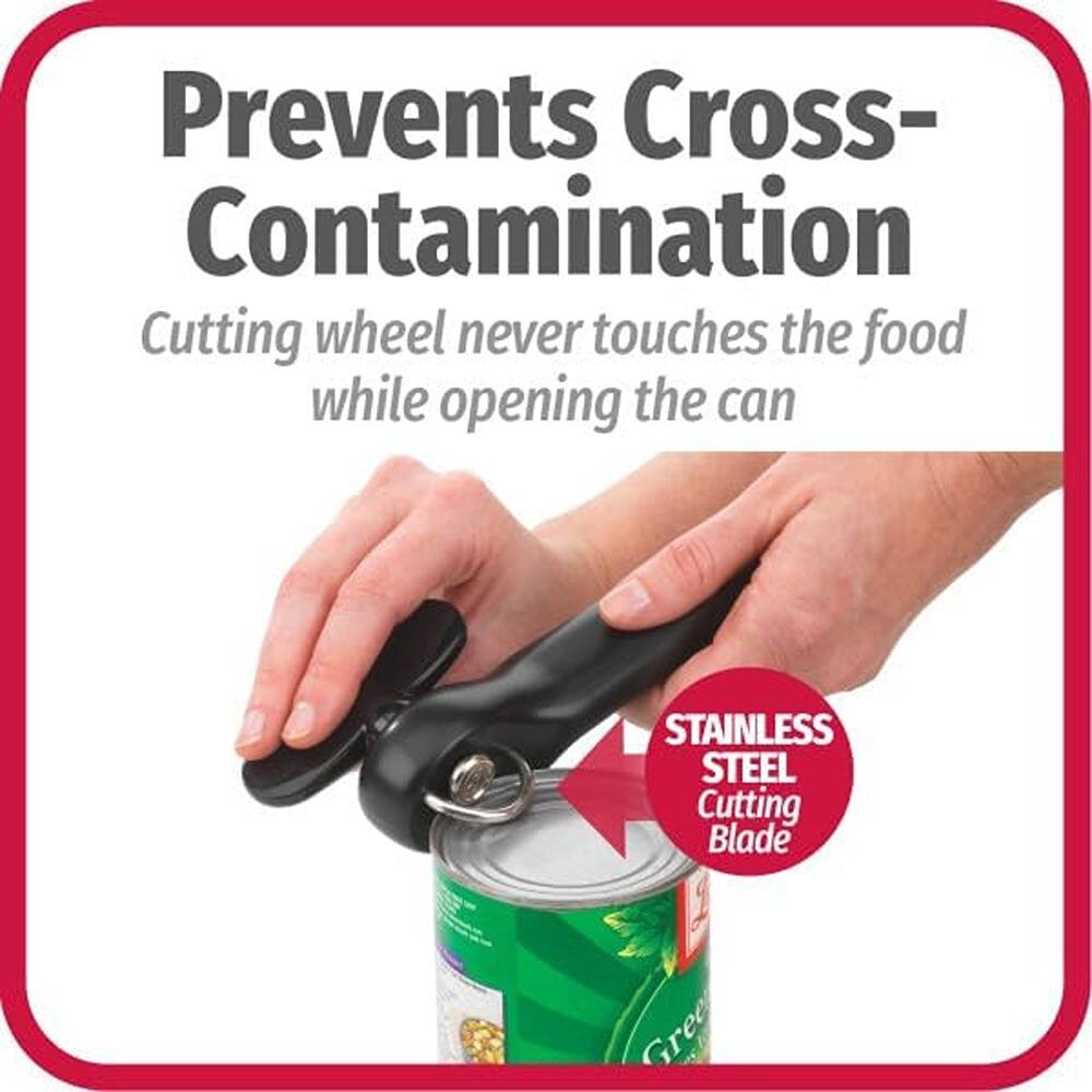 Prevents Cross-Contamination  
Cutting wheel never touches the food while opening the can  

STAINLESS STEEL Cutting Blade