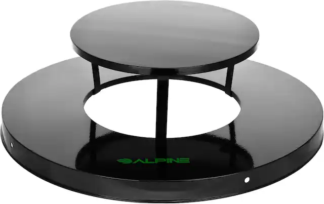 Front. Alpine Industries - Trash Can Lid, 38 Gallon Rain Bonnet Lid - Black.