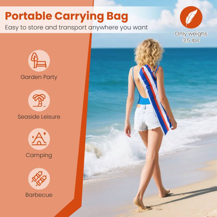 Portable Carrying Bag  
Easy to store and transport anywhere you want  
Only weighs 3.5 lbs  
Garden Party  
Seaside Leisure  
Camping  
Barbecue
