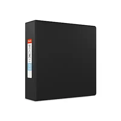 Front. Staples - Heavy Duty 3" 3-Ring Non-View Binder, D-Ring - Black.