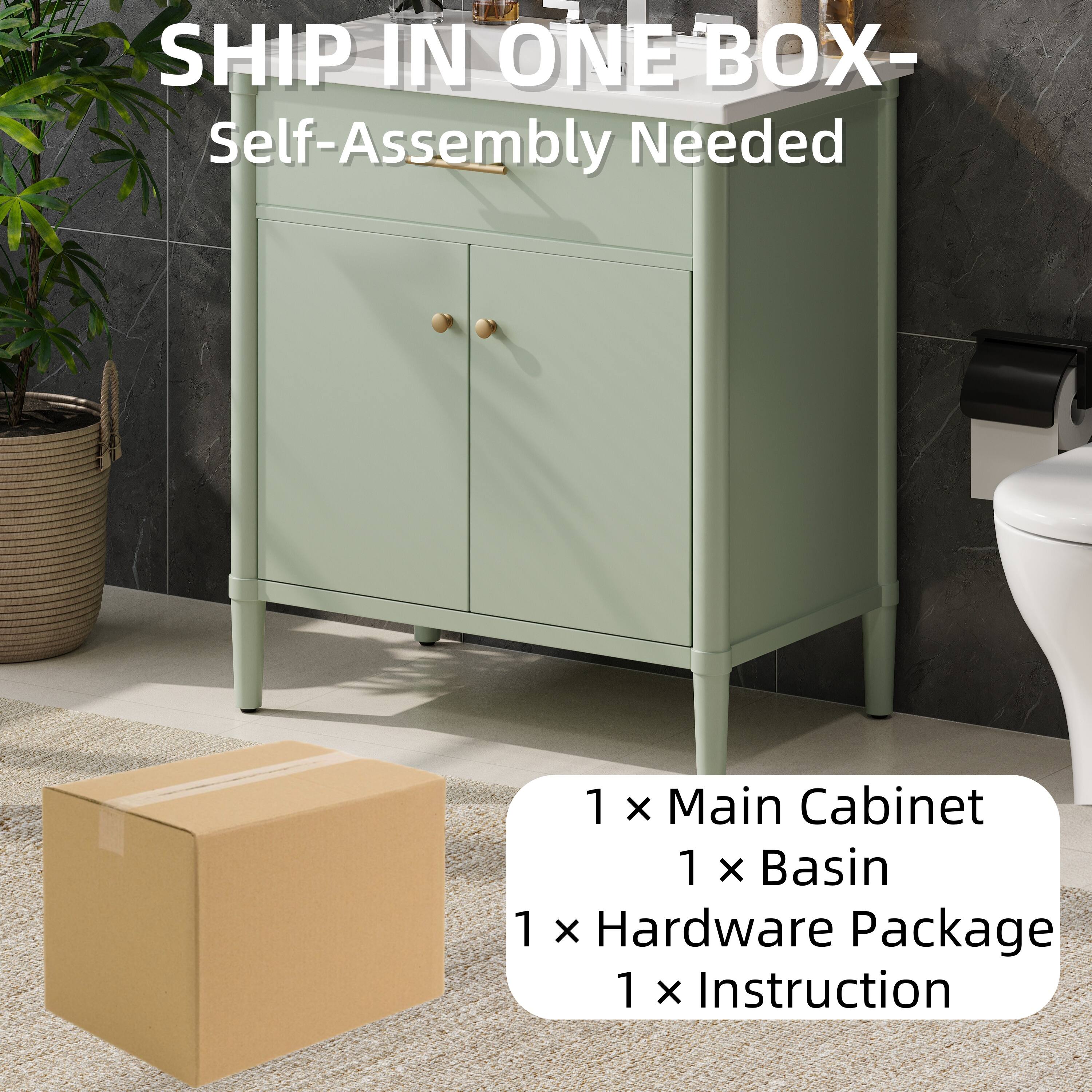 SHIP IN ONE BOX - Self-Assembly Needed

1 x Main Cabinet  
1 x Basin  
1 x Hardware Package  
1 x Instruction