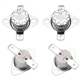 Unique Bargains - 4pcs KSD301 Thermostat 175°C/347°F 16A Normally Closed N.C Adjust Snap Disc Temperature Switch Ceramic - Silver
