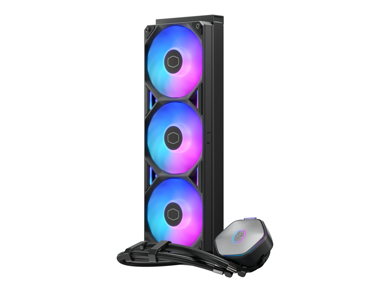 Alt View 5. Cooler Master - Cooler Master Atmos II 360 FreeForm 2.0 AIO CPU Cooler with VRM Fan, Dual Pump, 400mm Tubing, ARGB PWM, for R9/AMD/Intel - Black.