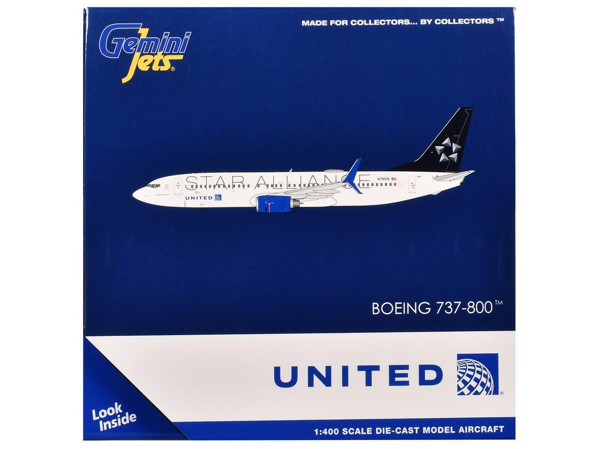 Gemini Jets  
MADE FOR COLLECTORS... BY COLLECTORS™  

STAR ALLIANCE  
UNITED  

BOEING 737-800™  

UNITED  
1:400 SCALE DIE-CAST MODEL AIRCRAFT  

Look Inside