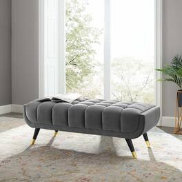 Adept 47.5" Performance Velvet Bench by Modway - Gray