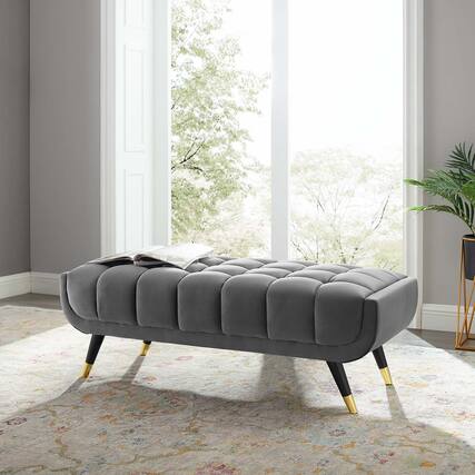 Front. Modway - Adept 47.5" Performance Velvet Bench by Modway - Gray.