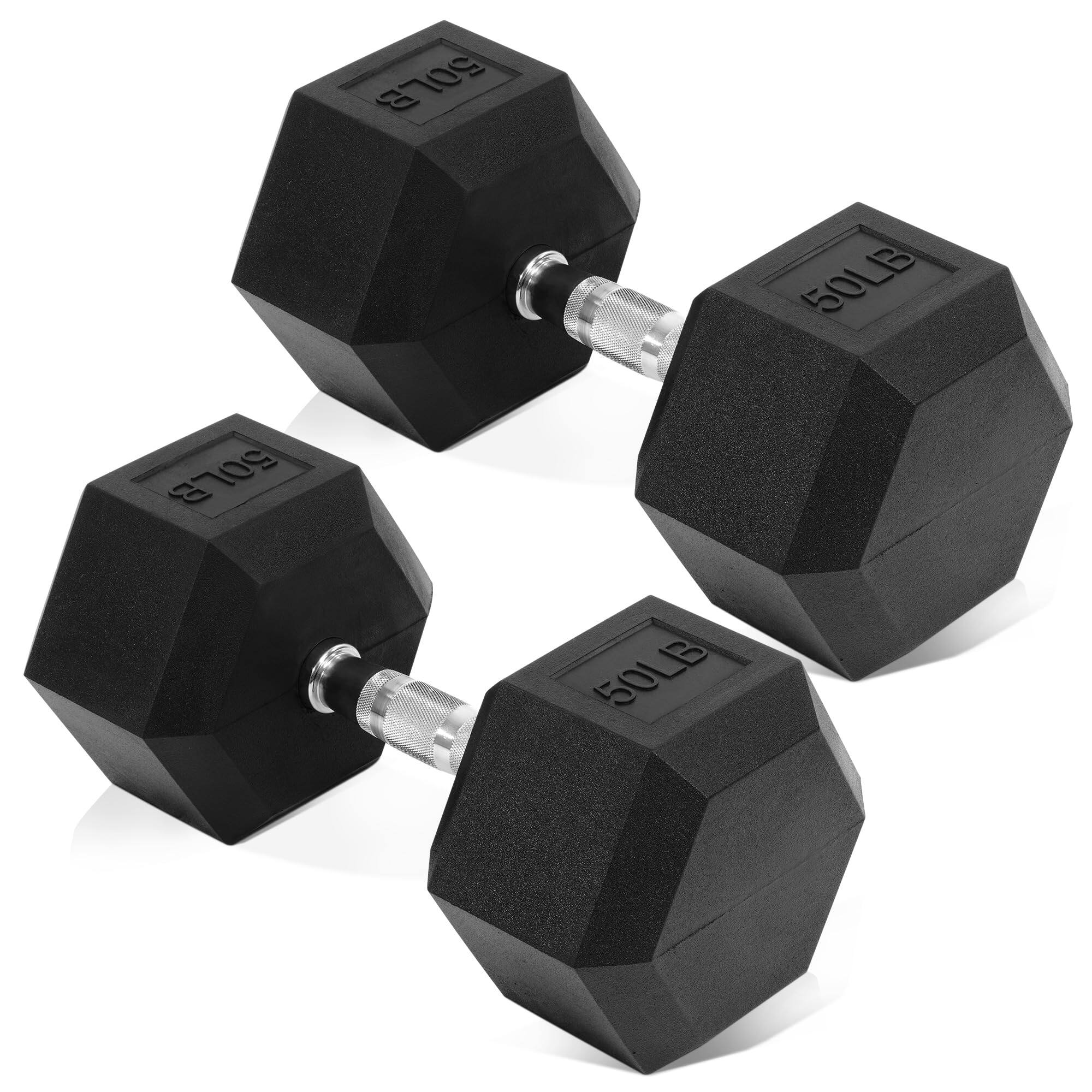 Alchemy Casas - Hex Dumbbells Rubber Coated Hand Weights For Exercises And Fitness Home Gym Pair p Various Sizes Choices - Multi