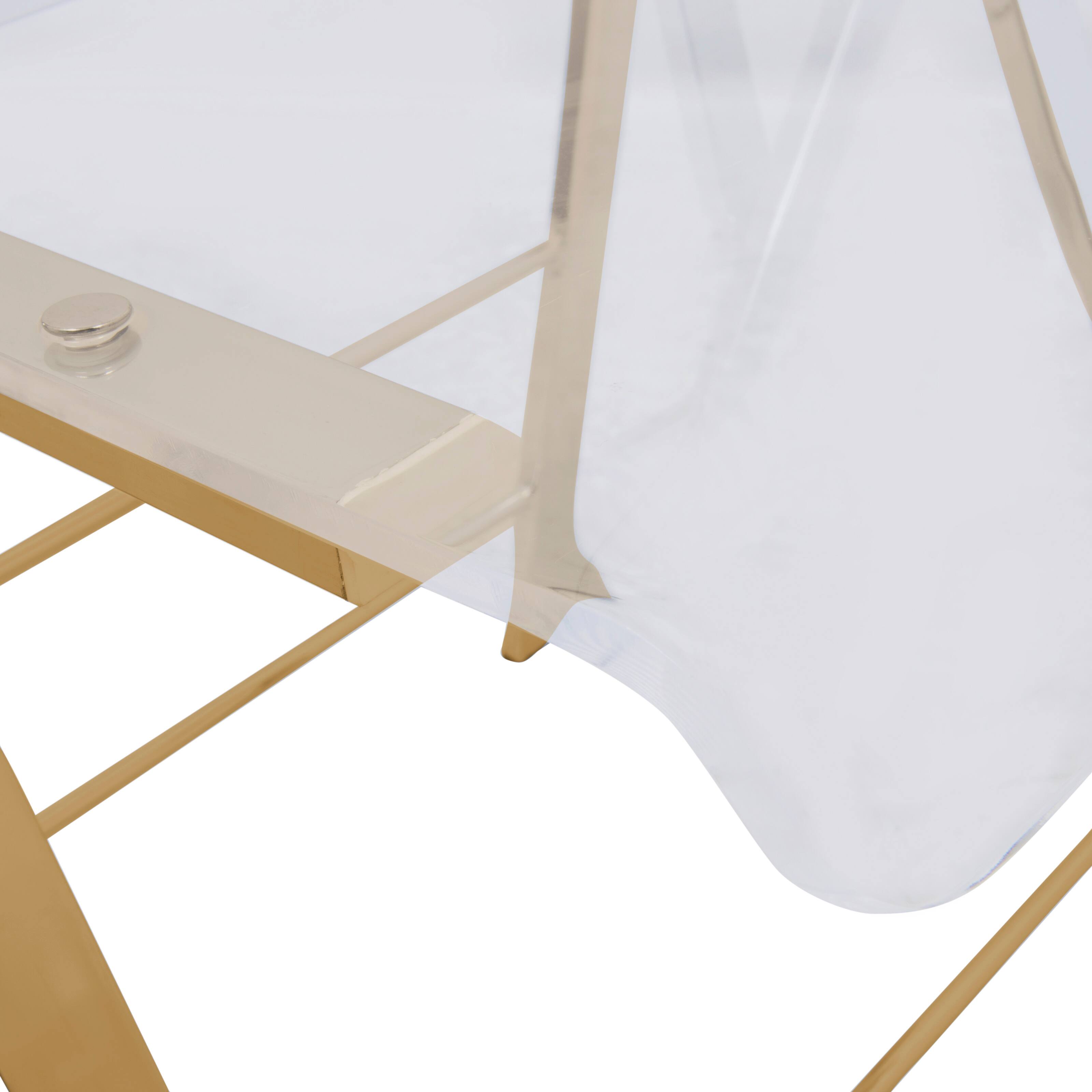 Alt View 3. LeisureMod - Menno Foldable Clear Acrylic Dining Chair with Stainless Steel Frame & Floor Protectors - Set of 4.