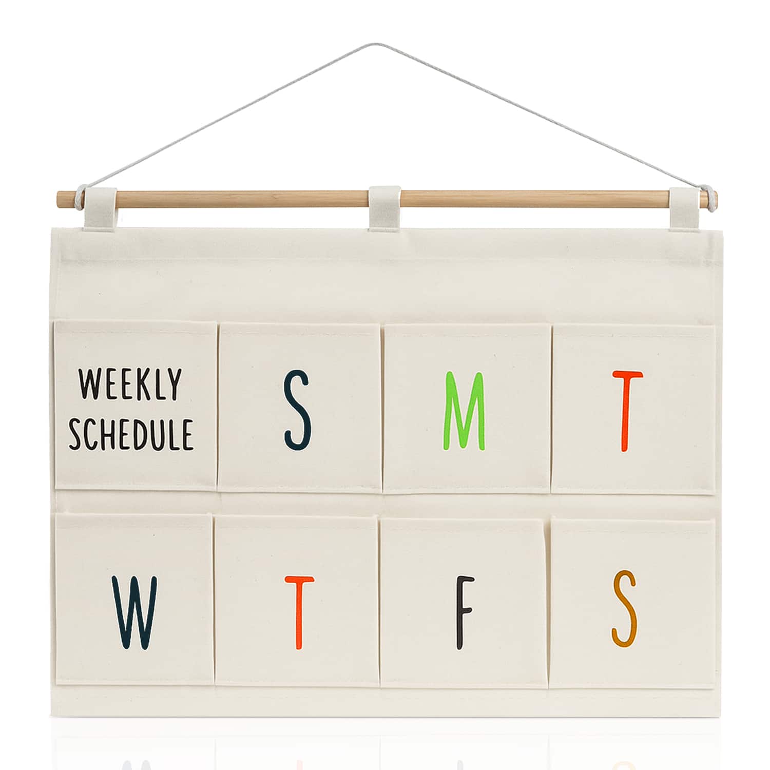 Garnen - Wall Pocket Weekly Planner, Wall Storage Organizer, 8 Pockets Hanging Wall Organizer for To-Do List Planner - White