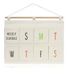 Garnen - Wall Pocket Weekly Planner, Wall Storage Organizer, 8 Pockets Hanging Wall Organizer for To-Do List Planner - White