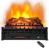 Front. Gymax - Gymax 26 Inches Infrared Quartz Electric Fireplace Log Heater with Realistic Pinewood - Black.