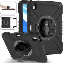Dteck - Case for Apple iPad Air (M4) 11" 2026/(M3) 2025/(M2) 2024,3-Laer Rugged Kickstand Cover w/ Pen Holder + Shoulder Strap - Black