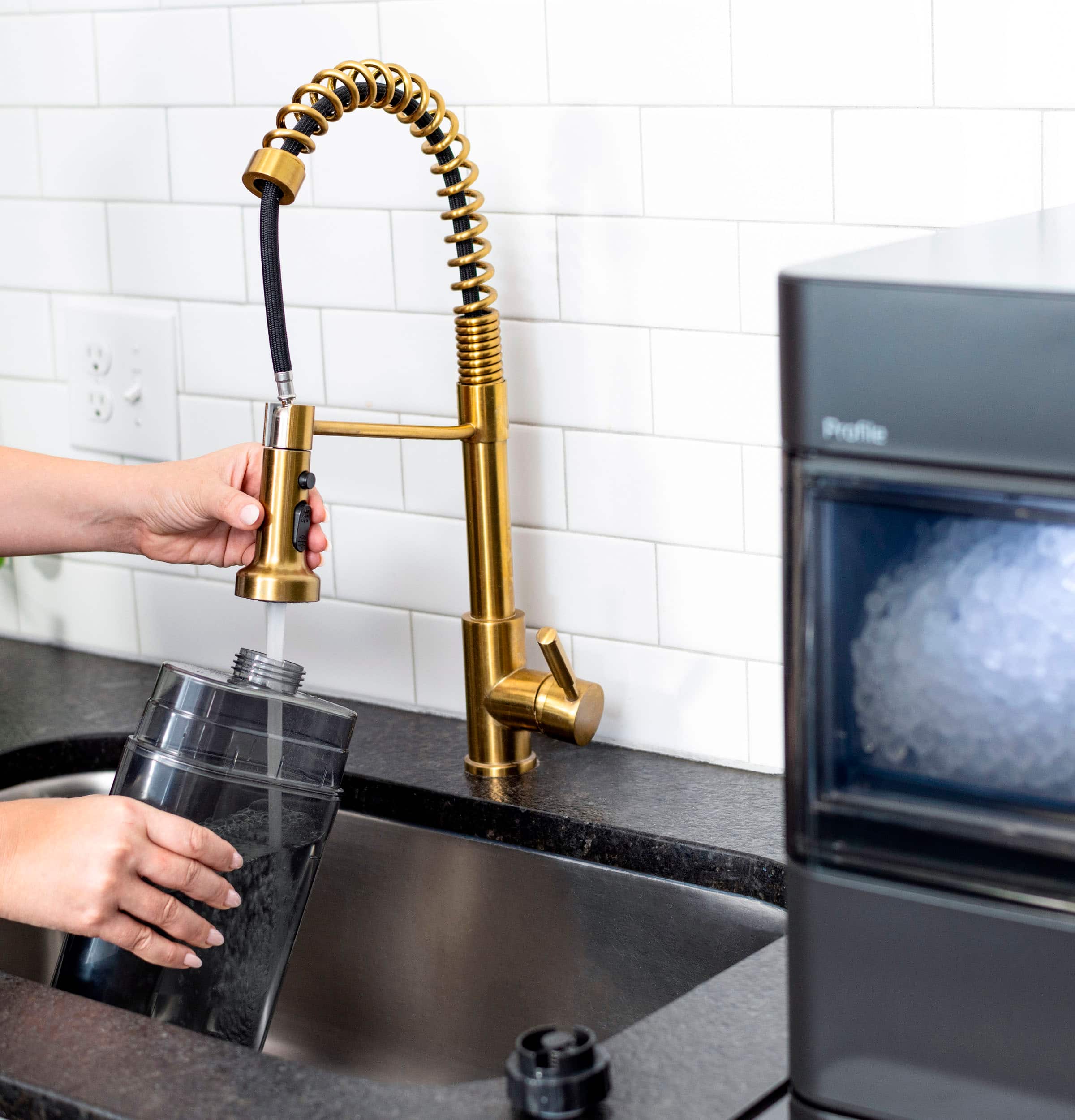 Alt View 15. GE Profile - Opal 2.0 Ultra Nugget Ice Maker with Side Tank and Scale Inhibiting Filter - Carbon Black.