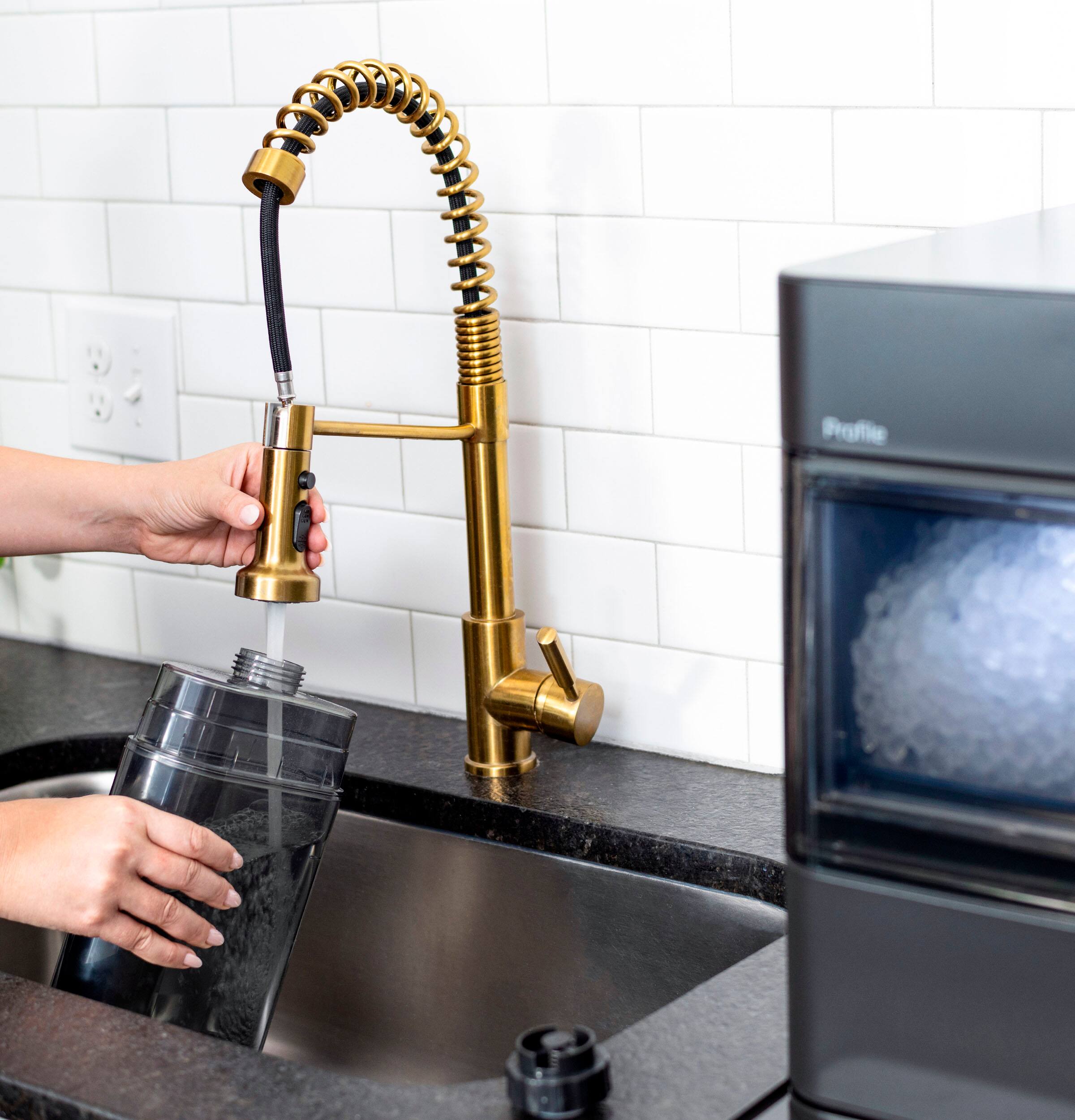 Alt View 15. GE Profile - Opal 2.0 Ultra Nugget Ice Maker with Side Tank and Scale Inhibiting Filter - Carbon Black.