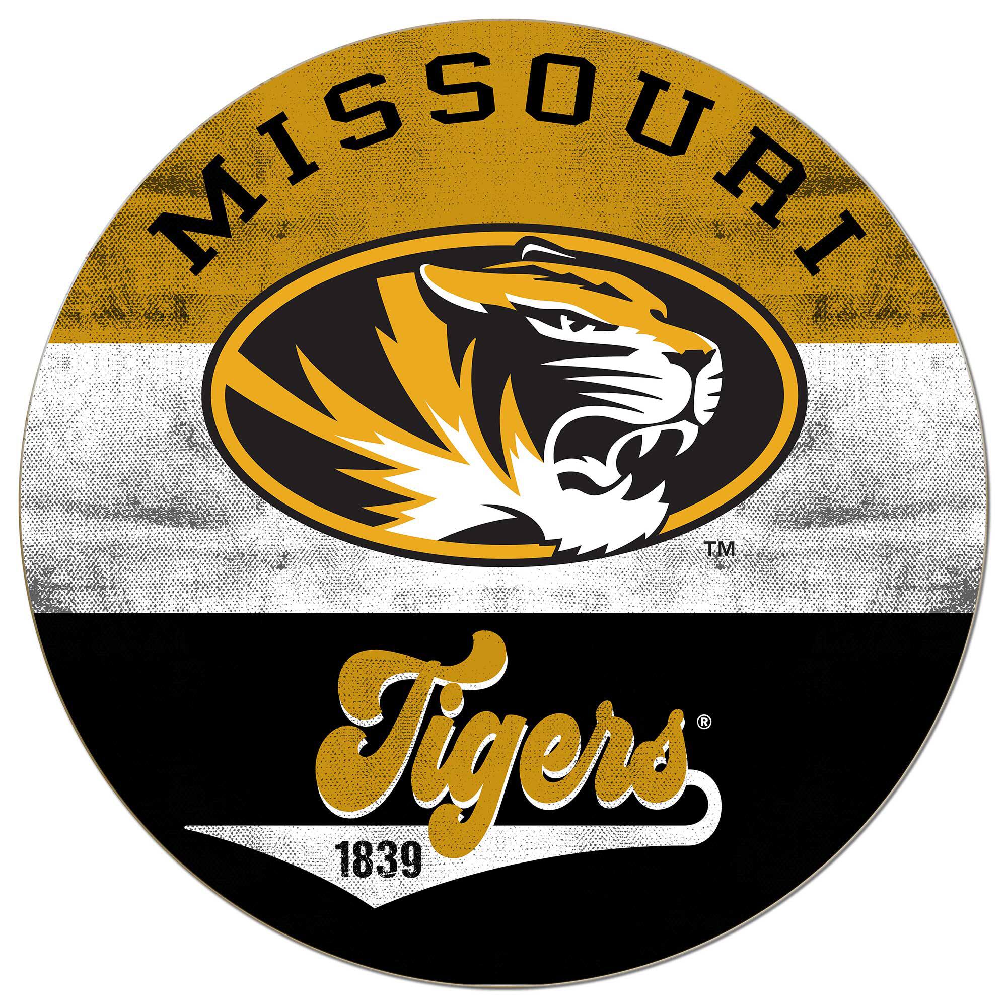 Missouri Tigers 20'' x 20'' Retro Logo Circle Sign