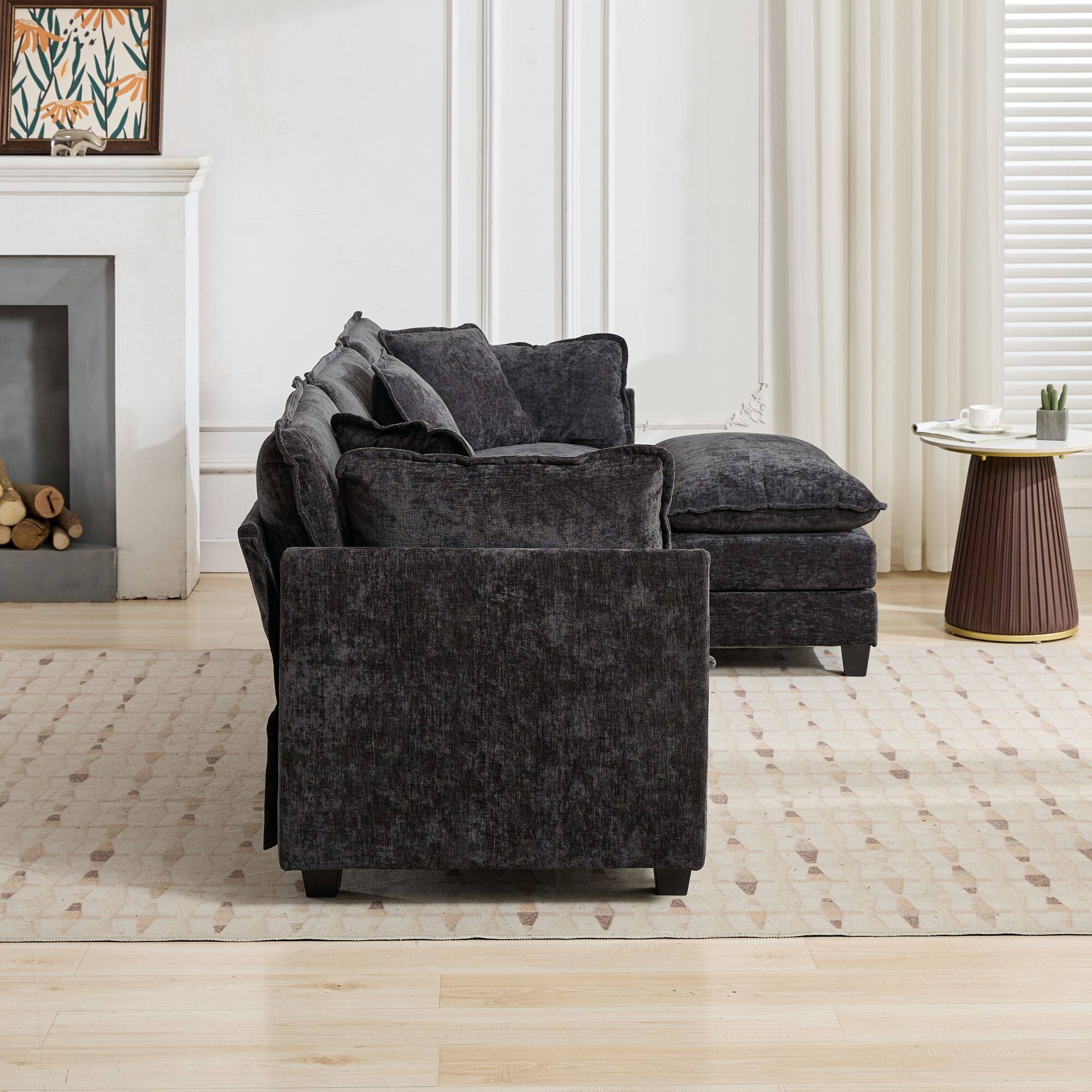 Alt View 2. Roomtec - Cloud Sofa two Seats the cushion on the armrest not included Modern Sectional Couch for Apartment Comfy Double Layer - Black.