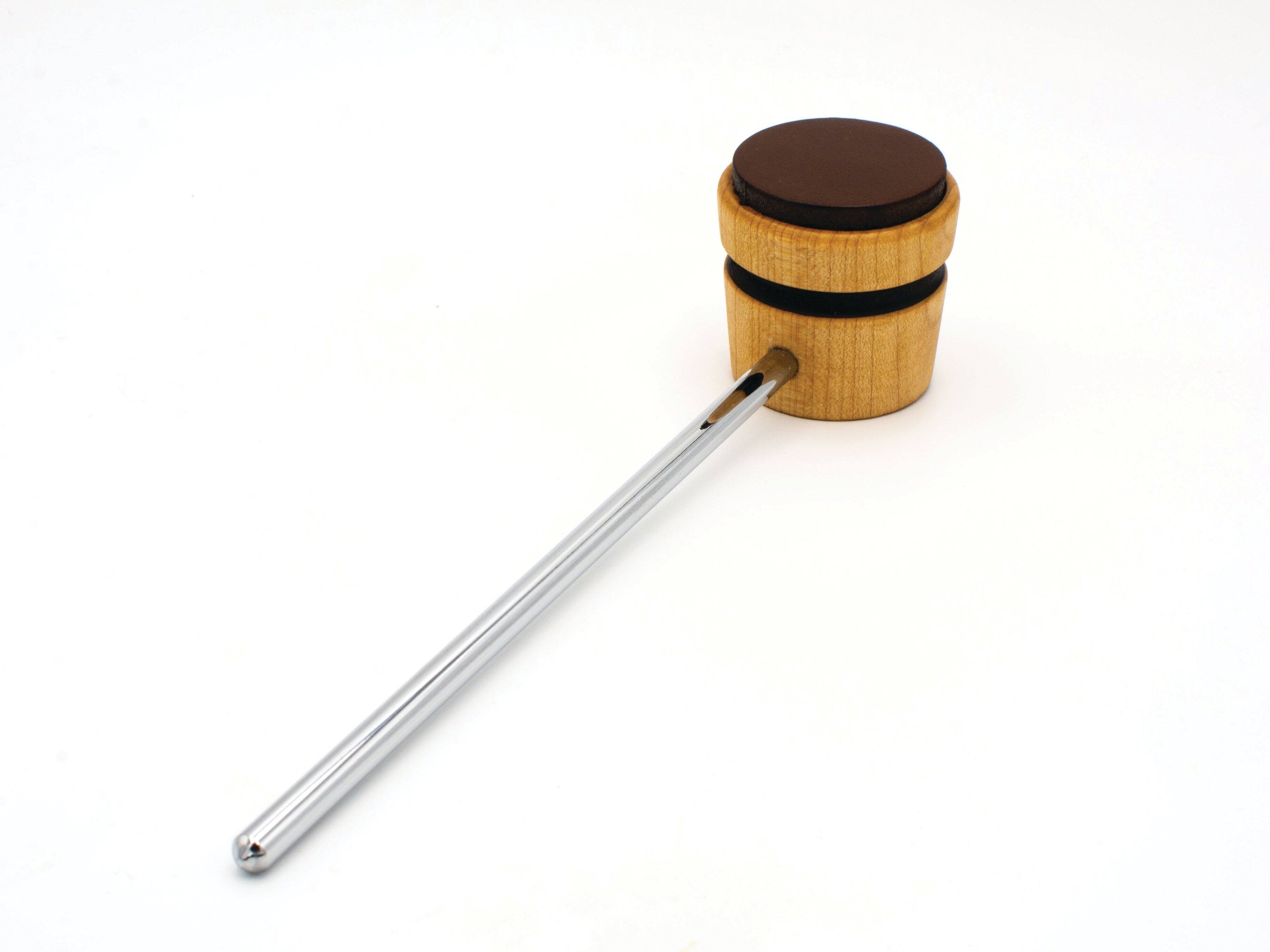 Front. Low Boy - Lightweight Leather Daddy Bass Drum Beater - Leather Striking Surface - Lightweight 80g Design.