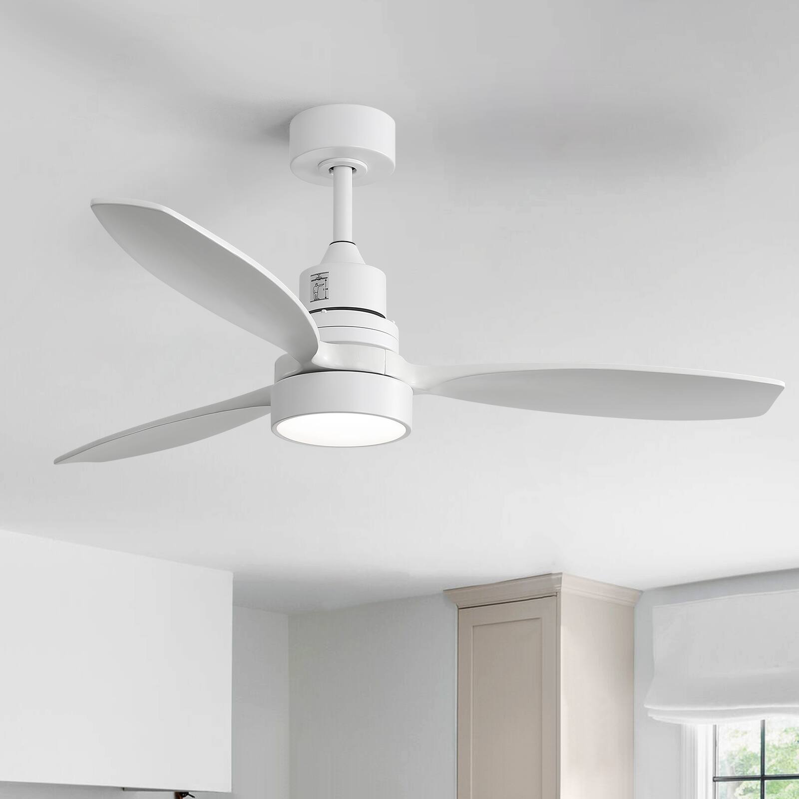 Sofucor - 52'' High CFM Farmhouse Ceiling Fan with Lights and Remote Control 6 Speeds For Bedroom Indoor Outdoor - White