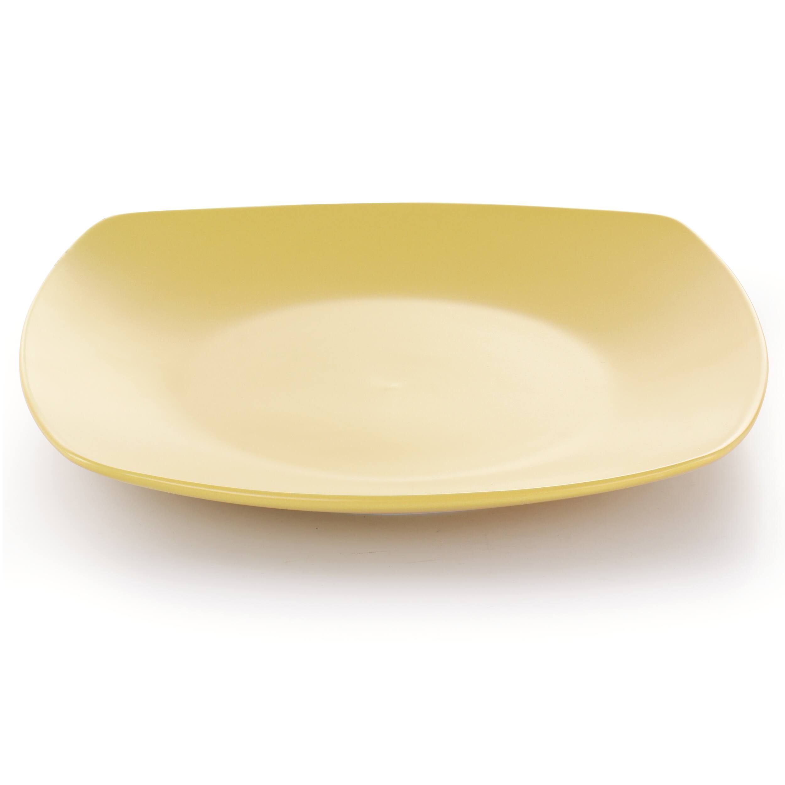 Alt View 2. Gibson - Gibson Home Zen Buffetware 12 Piece Square Fine Ceramic Dinnerware Set in Matte Yellow - Yellow.