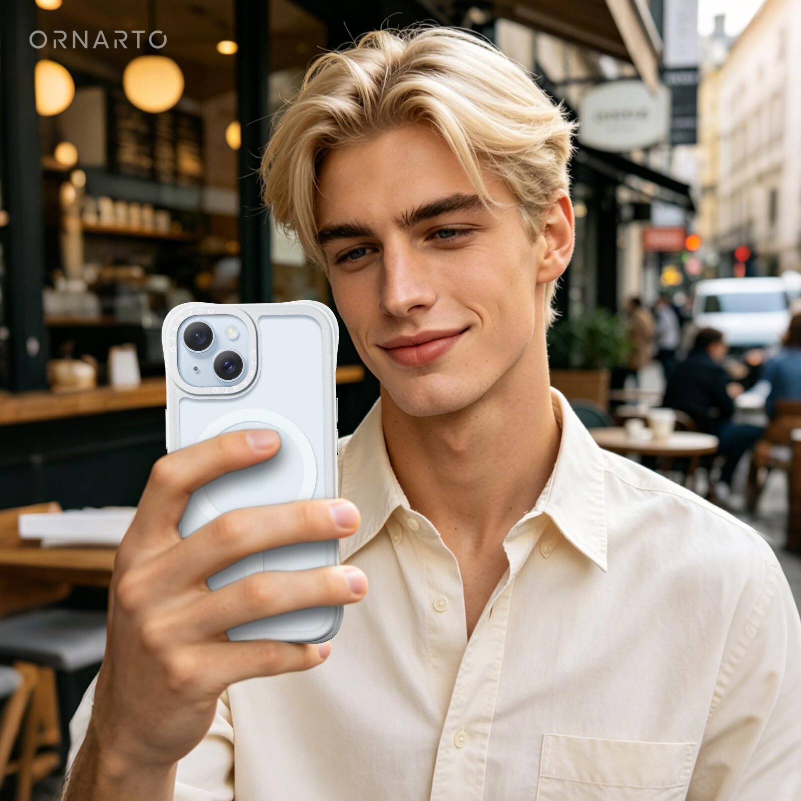 Alt View 4. Ornarto - ORNARTO Magnetic for iPhone 15 Case 6.1", Compatible with MagSafe | Slim Translucent Matte Cover-Light Gray - Light Gray.