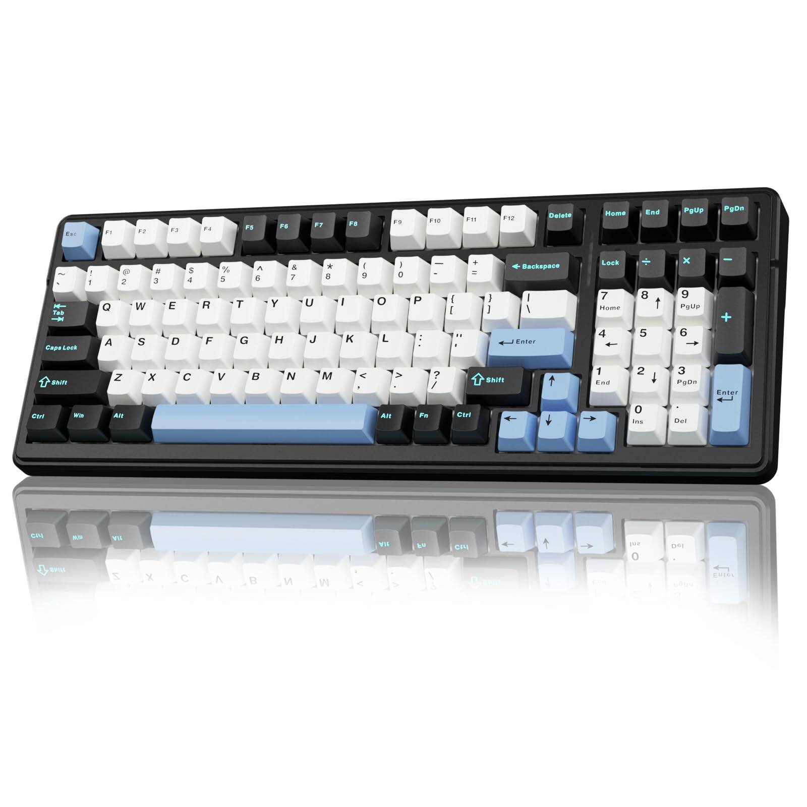 METALTON - F99 Tri mode Bt5 0 2 4ghz c Pre lubed Keyboards For Pc tablet xbox ps4 ps5 renewed - Blue&White&Black
