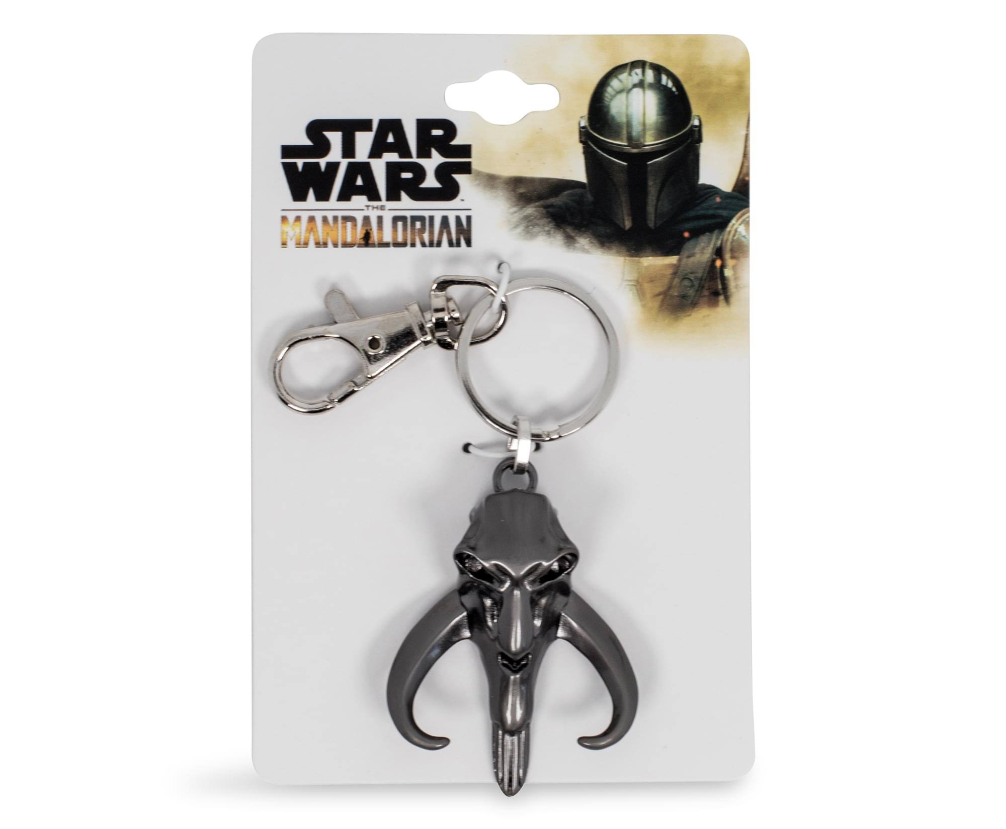 SalesOne LLC - Star Wars Mandalorian Mythosaur Logo 3D Flat Back Heavy Duty Metal Car Keychain - Silver