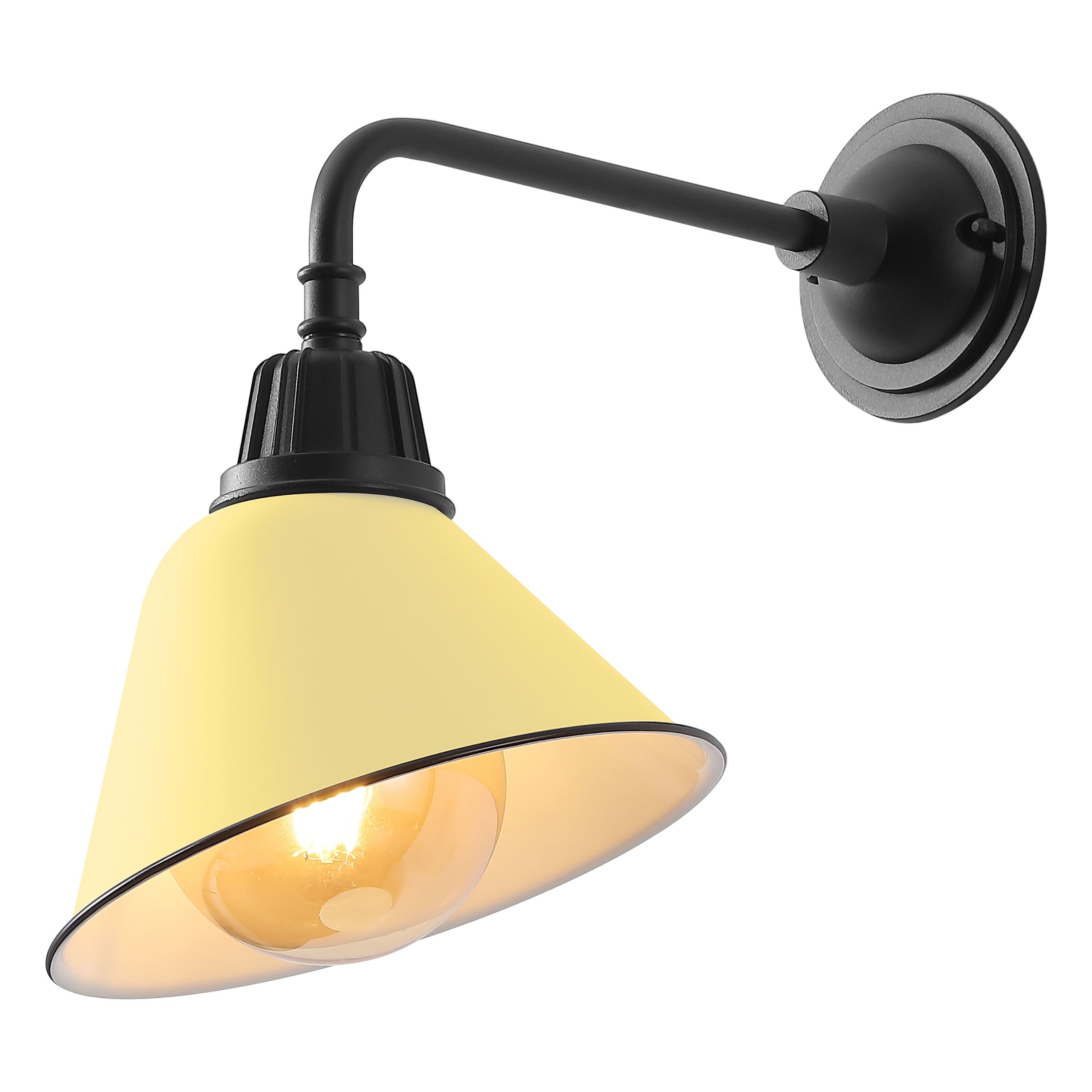 "Jonathan Y - Croydon 9.63"" 1-Light Farmhouse Industrial Indoor/Outdoor Iron LED Gooseneck Arm Outdoor Sconce, Matte Yellow - Matte Yellow/Black" price history on PriceWatchPro