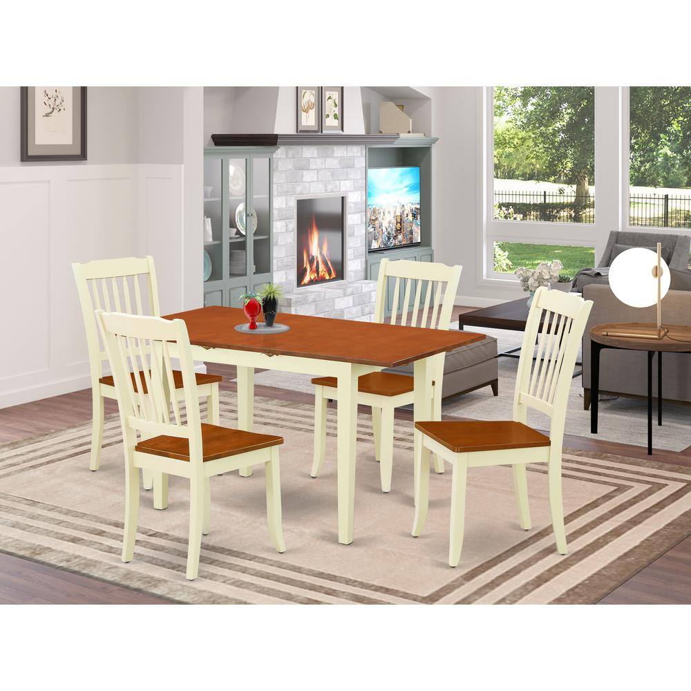 Back. East West Furniture - Dining Room Set Buttermilk & Cherry - Brown.