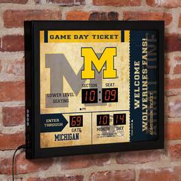 Evergreen Enterprises - Michigan Wolverines 15" x 19" Bluetooth Scoreboard Wall Clock - Brown