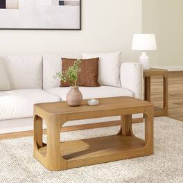 Plank+Beam - Forma Rectangular Coffee Table with Shelf (40in x 20in / 1020mm x 510mm) - Pecan
