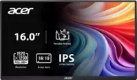 Acer - PM161W 16.0" WUXGA 60Hz FreeSync Compatible IPS Portable Monitor (2 x USB 3.1 Type-C, Mini HDMI, Audio Out) - Black - Front_Zoom