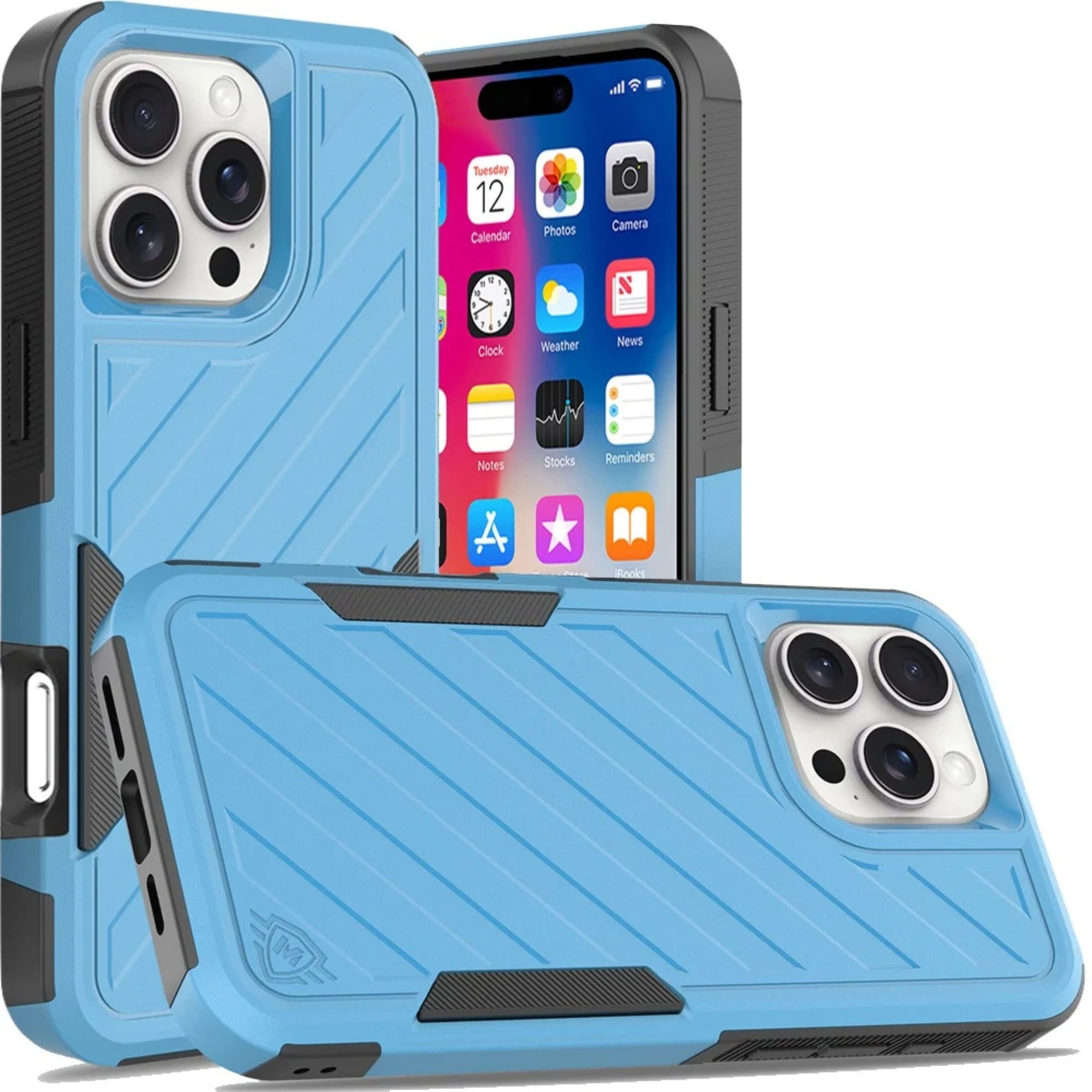 Kitcheniva - Dual Layer Shockproof Rugged Case With Tempered Glass For iPhone 16 Pro 6.3 Inch - Sky Blue price history on PriceWatchPro